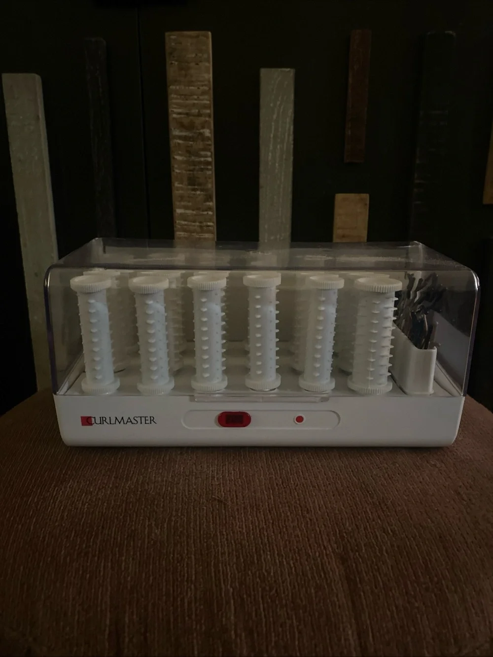 Vintage White Hot Roller Set with Clear Storage Case